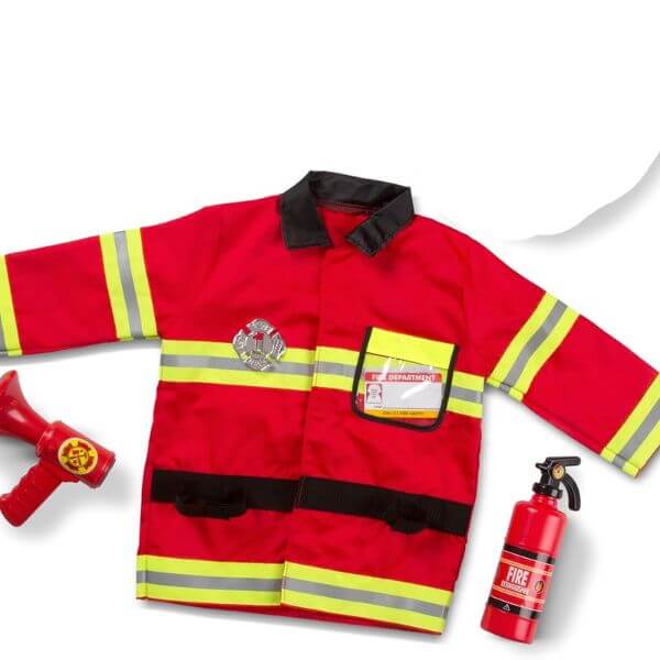 Kids Fireman Role Play Costume and Accessories Set