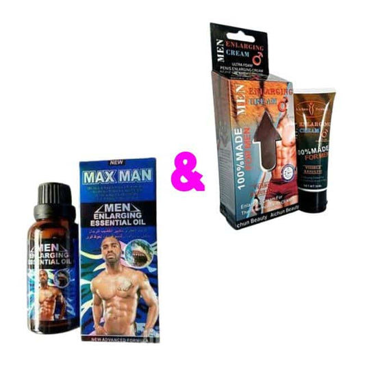 Men Enlargement Cream and Essential Oil 2-Piece Set