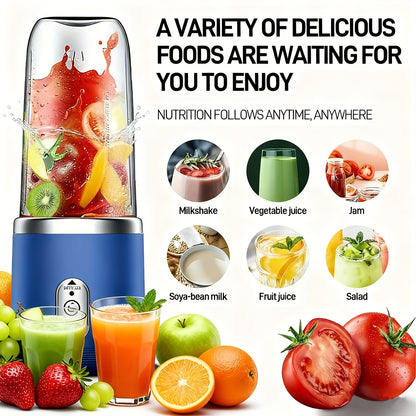 Portable 2-in-1 Rechargeable Blender and Juicer with Dual Cups