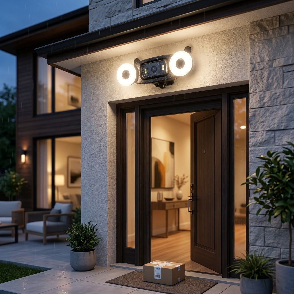 3-in-1 Smart Outdoor Floodlight Security Camera Unit