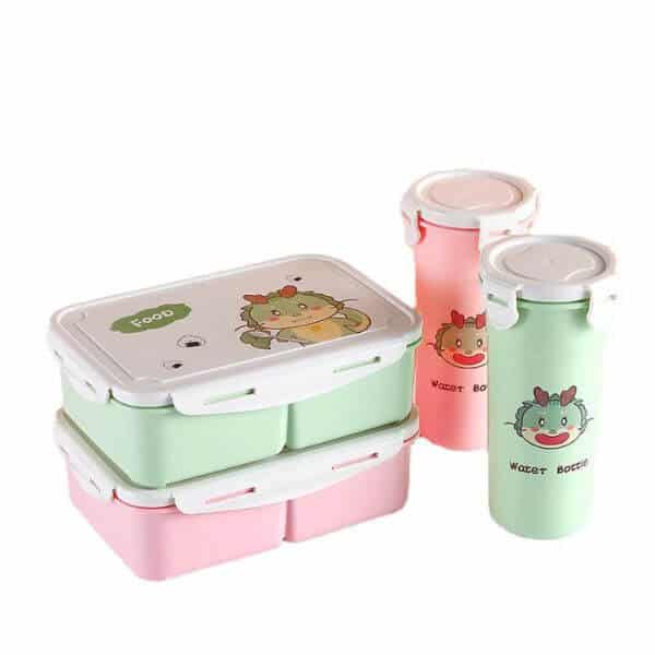 Kids Cartoon Plastic Bento Lunch Box Set