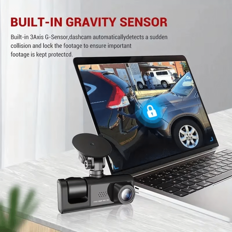 Three-Way DVR Dash Camera Front Rear and Interior Car Recorder