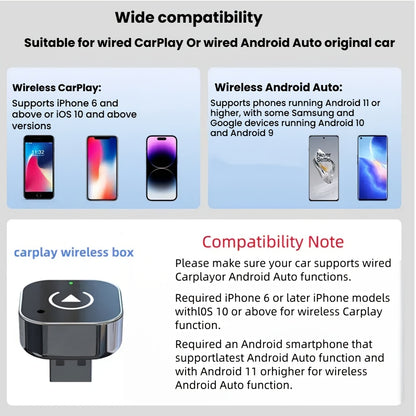 Wireless CarPlay and Android Auto USB Adapter