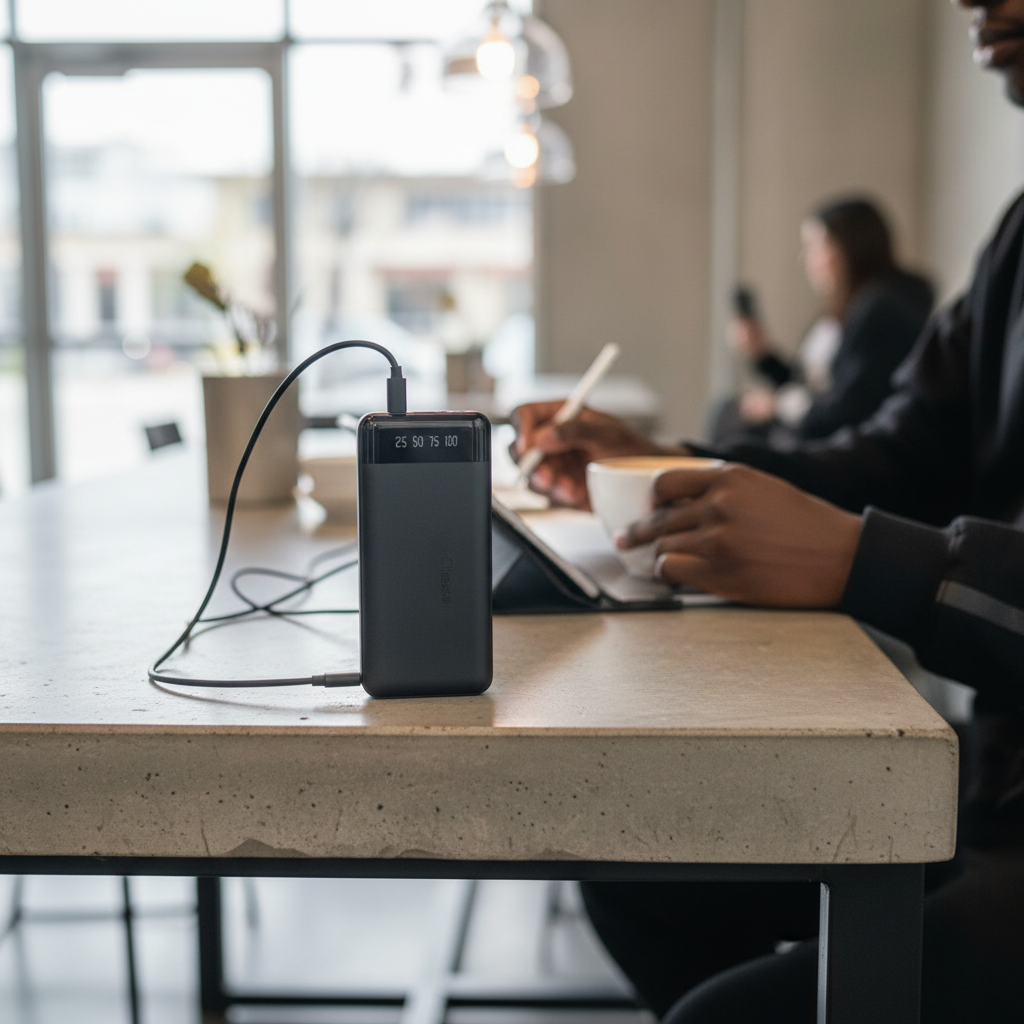 20000mAh Power Bank with Built-In Cables