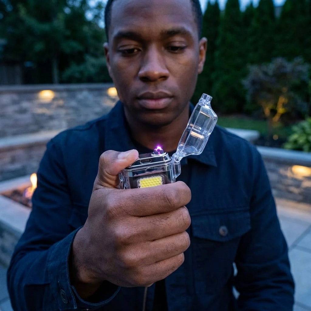 Rechargeable Plasma Lighter with LED Flashlight