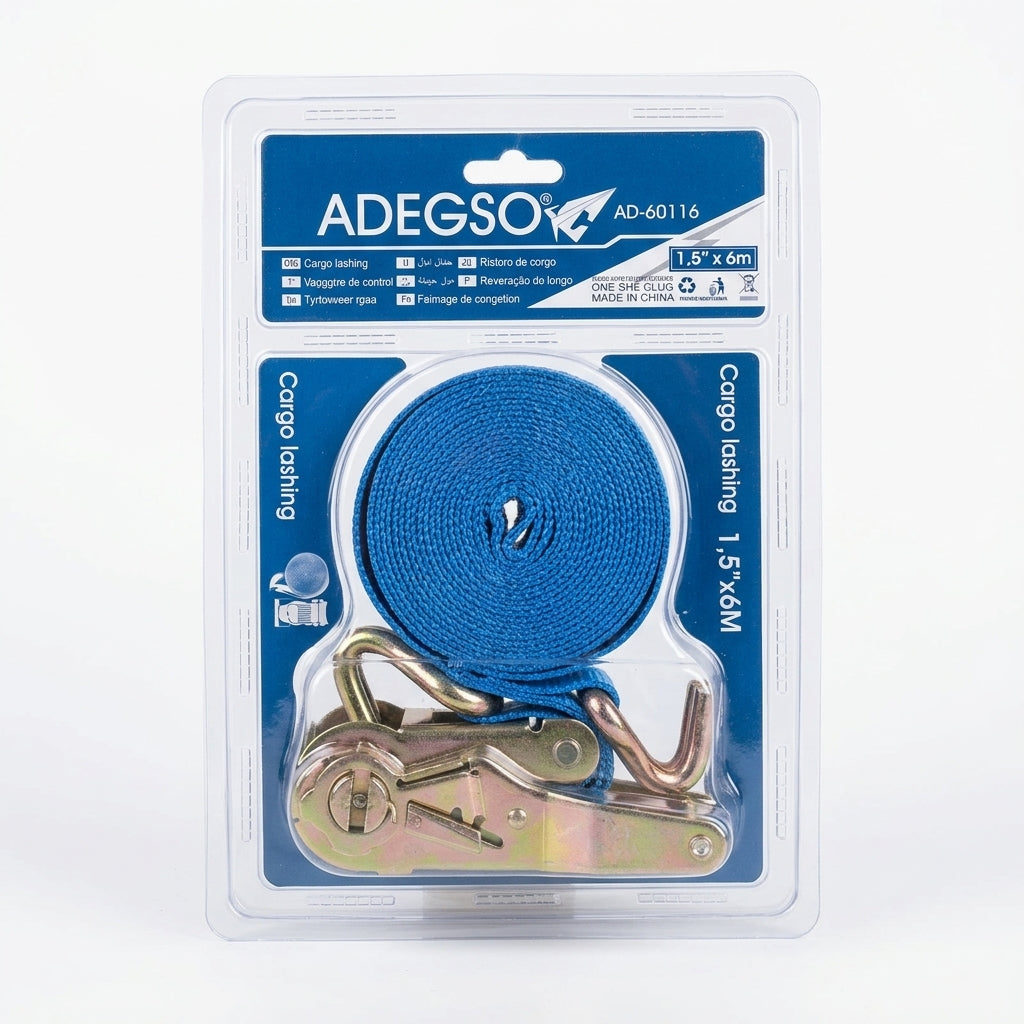 1000kg Heavy Duty Ratchet Tie Down Strap with S-Hooks