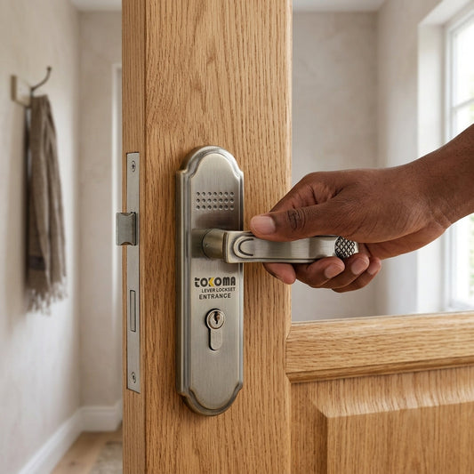 Polished Aluminum Lever Handle Door Lock with Keys