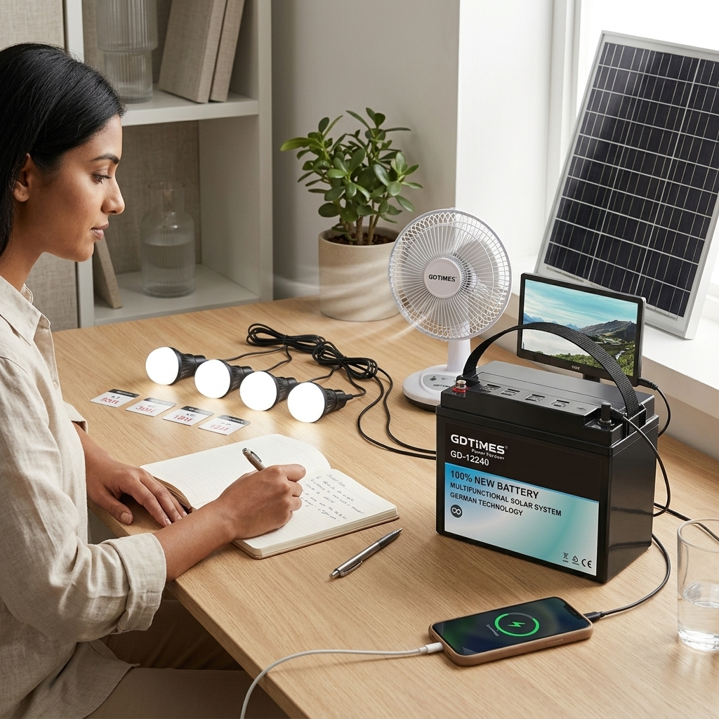 All-in-One Solar Power System 3.1Ah 4 LED Bulbs 12V