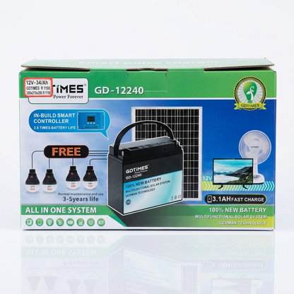 All-in-One Solar Power System 3.1Ah 4 LED Bulbs 12V