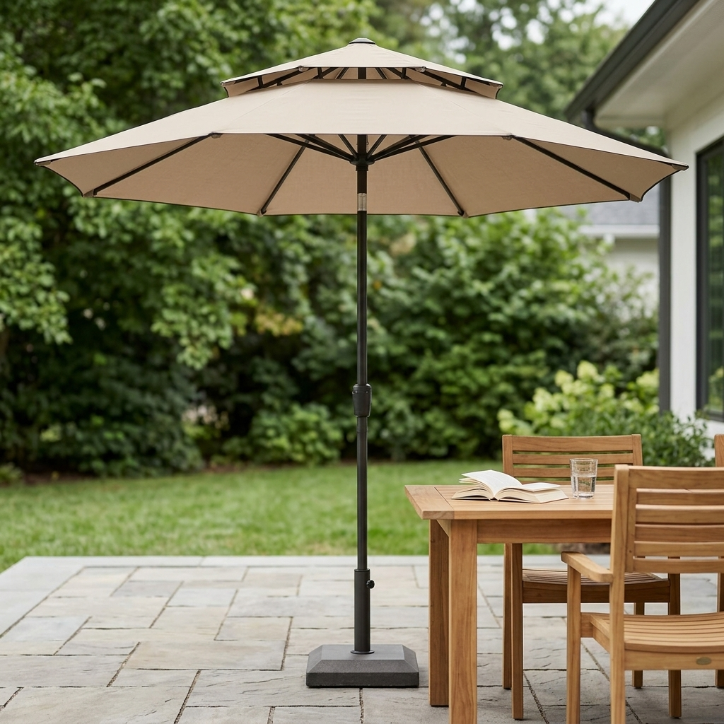Outdoor Beach and Courtyard Umbrella with Adjustable Height 2m