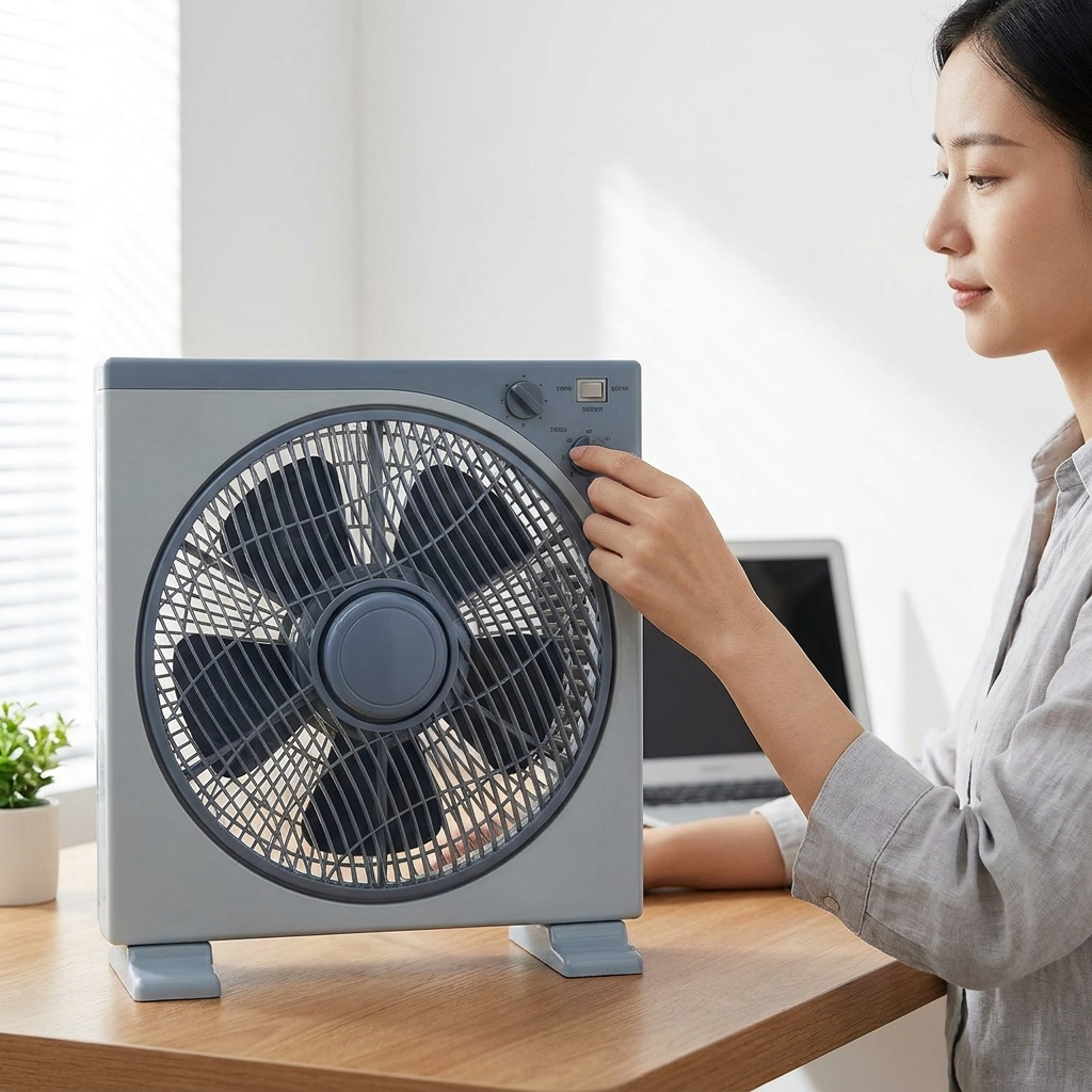 30.5cm Oscillating Box Fan with Timer and 3 Speeds