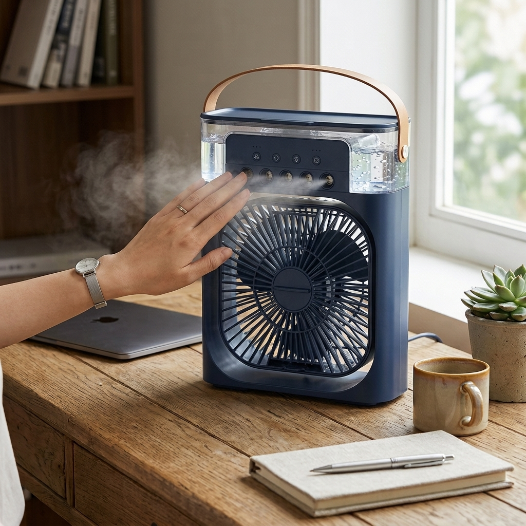 Portable LED Mini Air Cooler and Misting Fan